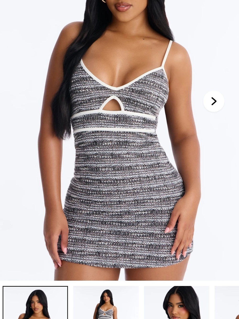 Fashion Nova Black & White Tweed Mini Dress with Cutout